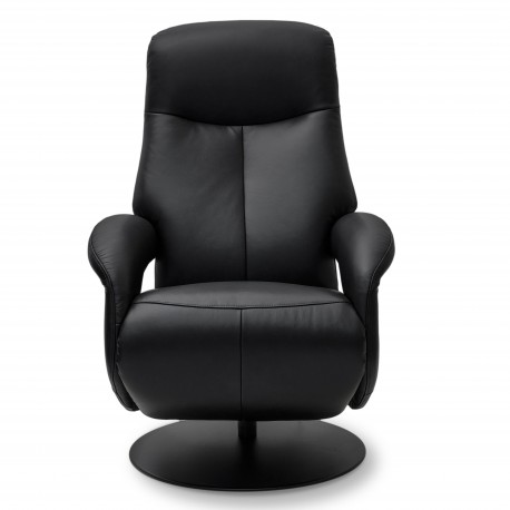 Bull lænestol med 2 motor og indbygget skammel - Sort læder