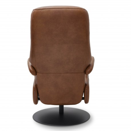 Bull lænestol med 2 motor og indbygget skammel - Cognac læder