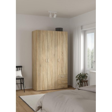 Bolmen garderobeskab 115 cm 3 låger - Eg