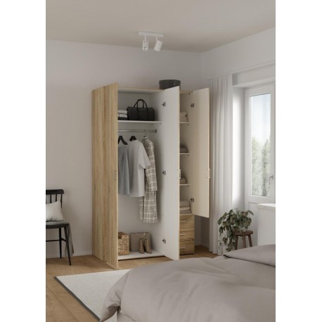 Bolmen garderobeskab 115 cm 3 låger - Eg