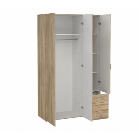 Bolmen garderobeskab 115 cm 3 låger - Eg