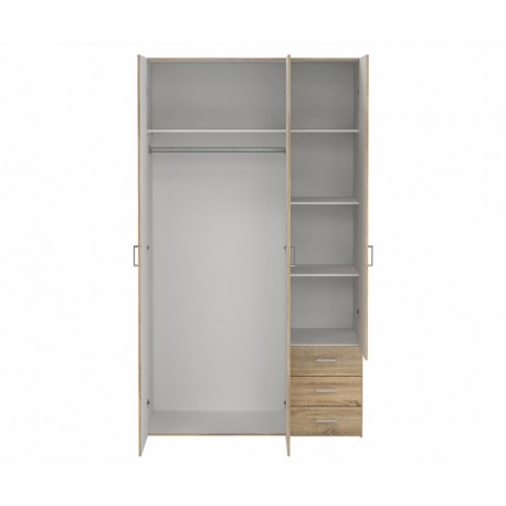 Bolmen garderobeskab 115 cm 3 låger - Eg