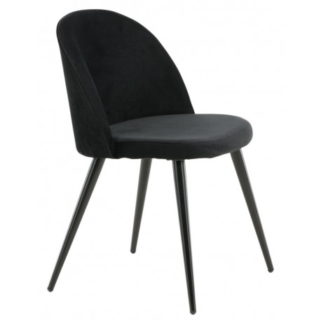 Velevet Spisebordsstol - Sort velour