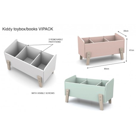 Legetøjskasse til børn Kiddy – grå, skandinavisk design