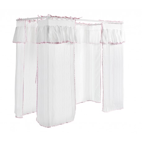 Himmelset til seng – Amori tekstil, lyserød kant