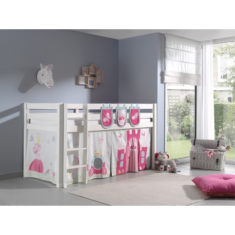 Opbevaringslommer til mellemhøjseng – prinsesse, lyserød (3 stk.)