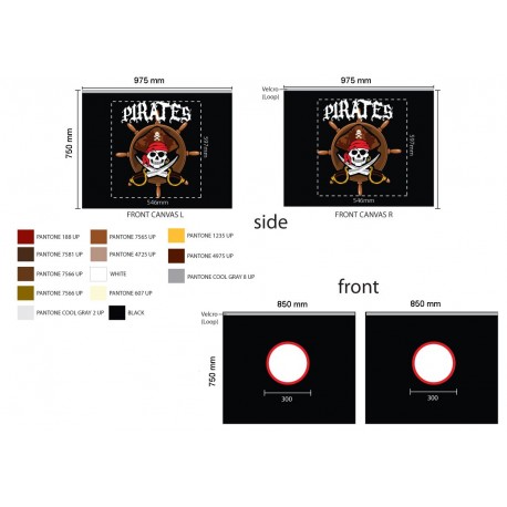 Sengetunnel/forhæng til mellemhøj seng – Pirat, sort