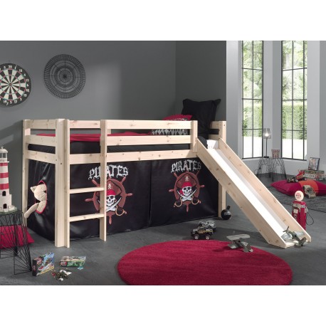 Sengetunnel/forhæng til mellemhøj seng – Pirat, sort