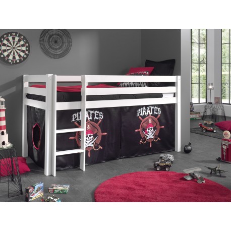 Sengetunnel/forhæng til mellemhøj seng – Pirat, sort