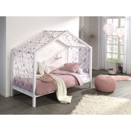 Sengehimmelsæt til hus-seng – DALLAS, sommerfugl, hvid