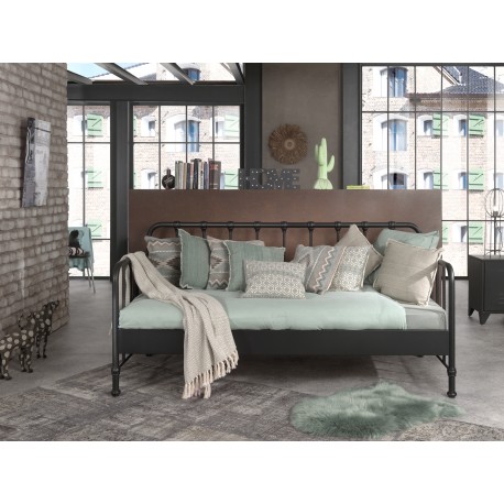 Seng 90 x 200 cm – Bronxx – sort metalseng i industriel stil