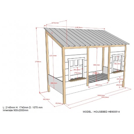 Juniorseng husform 90 x 200 cm – hvid