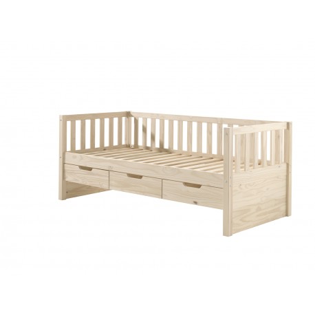 Seng med opbevaring 90 x 200 cm – Fritz, natur fyr