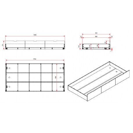 Halvhøj seng 90 x 200 – Margrit, natur/hvid