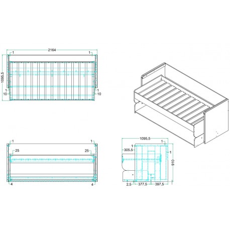 Seng med skrivebord Denver 90 x 200 cm – hvid