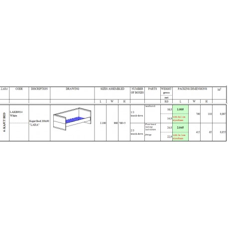 Seng 90 x 200 cm – Lara, hvid