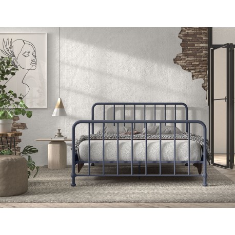 Dobbeltseng metal 160 x 200 – Bronxx, denimblå