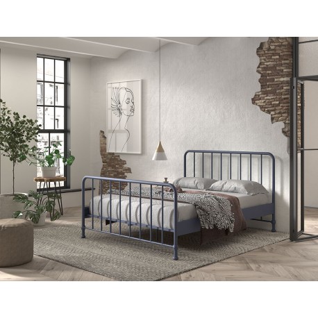Dobbeltseng metal 160 x 200 – Bronxx, denimblå