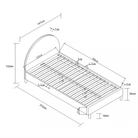 Seng 140 x 200 cm Moon – lyserød bouclé