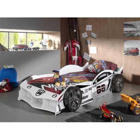 Børneseng bil 90 x 200 cm – hvid CARBEDS