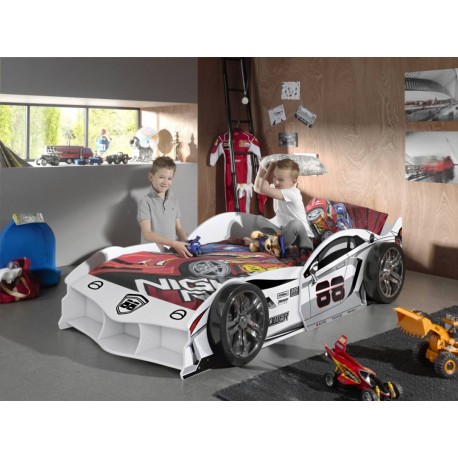 Børneseng bil 90 x 200 cm – hvid CARBEDS