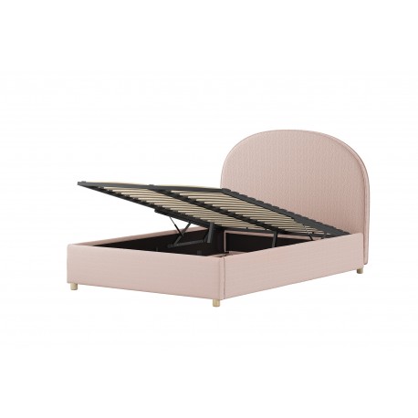 Seng med opbevaring Moon 140 x 200 cm – lyserød bouclé