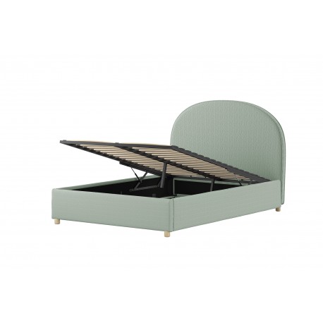 Seng med opbevaring 140 x 200 – Moon bouclé, grøn