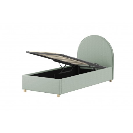 Seng med opbevaring 90 x 200 cm – Moon, grøn bouclé