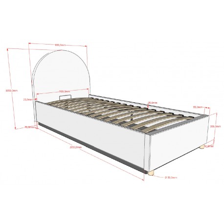 Seng med opbevaring 90 × 200 cm – Moon, hvid bouclé