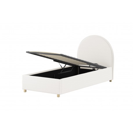 Seng med opbevaring 90 × 200 cm – Moon, hvid bouclé