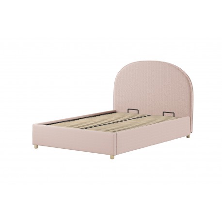 Seng med opbevaring 140 x 200 – Moon, lyserød bouclé