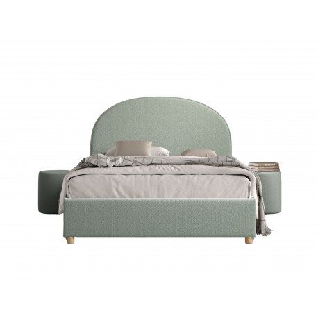 Seng med opbevaring 140 x 200 – Moon, grøn bouclé
