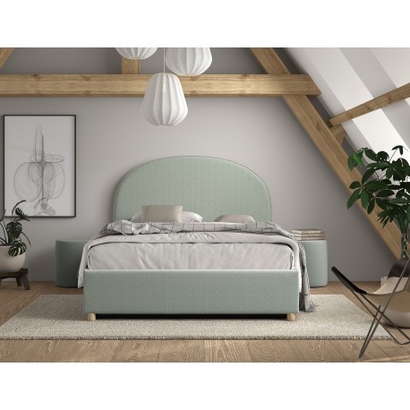 Seng med opbevaring 140 x 200 – Moon, grøn bouclé