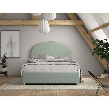 Seng med opbevaring 140 x 200 – Moon, grøn bouclé