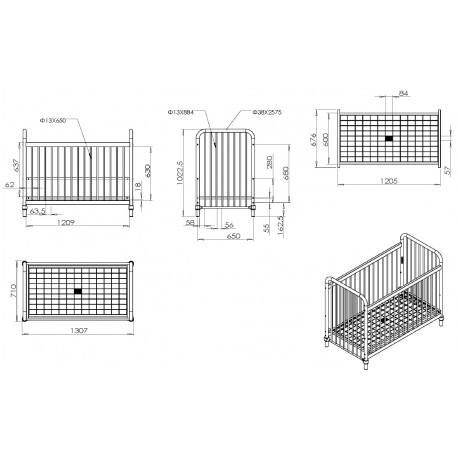 Tremmeseng Bronxx baby seng 60 × 120 cm – hvid