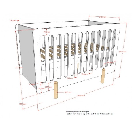 Tremmeseng Smile Baby 60 x 120 cm – hvid