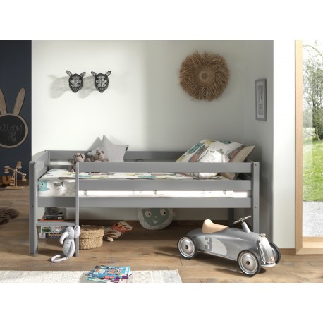 Halvhøj seng 90 x 200 cm – Pino, grå