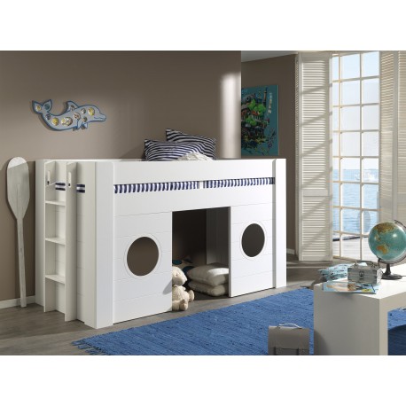 Halvhøj seng til børn 90 x 200 – Freya, hvid