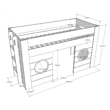 Halvhøj seng til børn 90 x 200 – Freya, hvid