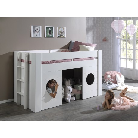 Halvhøj seng til børn 90 x 200 – Freya, hvid