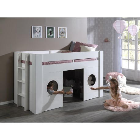 Halvhøj seng til børn 90 x 200 – Freya, hvid