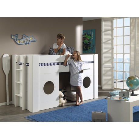 Halvhøj seng til børn 90 x 200 – Freya, hvid