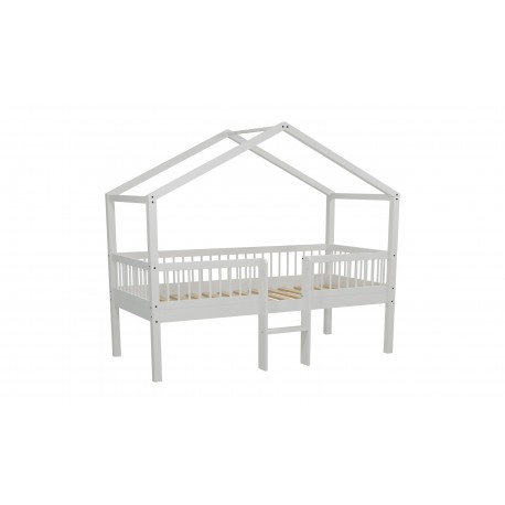 Halvhøj husseng med stige 90 × 200 cm – Forrest Bøg, hvid