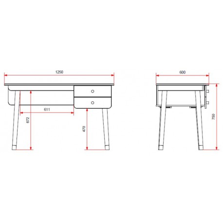 Skrivebord i hvid – Billy, satin white med skuffer