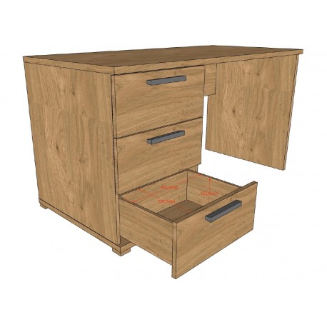 Skrivebord i eg – Sam, 3 skuffer, minimalistisk design