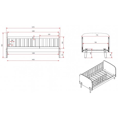 Børneseng 70 x 140 cm – Kiddy juniorseng i hvid