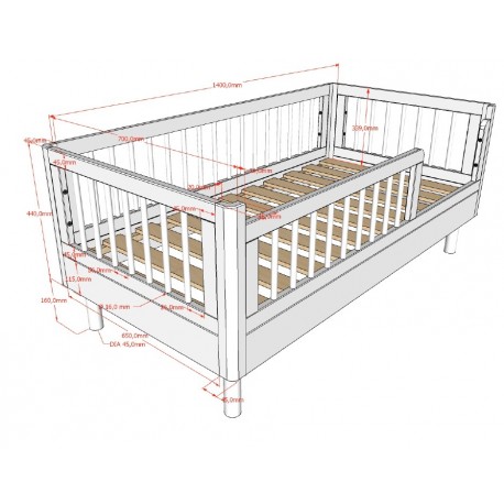 Børneseng juniorseng 70 x 140 cm – Forrest Oak i eg