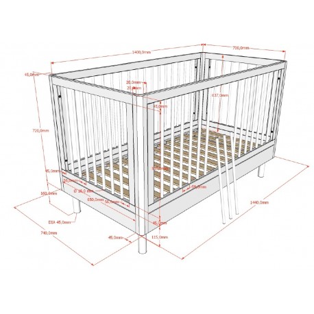Babymøbler sæt i bøg – Forrest Beech (70 × 140 cm), hvid