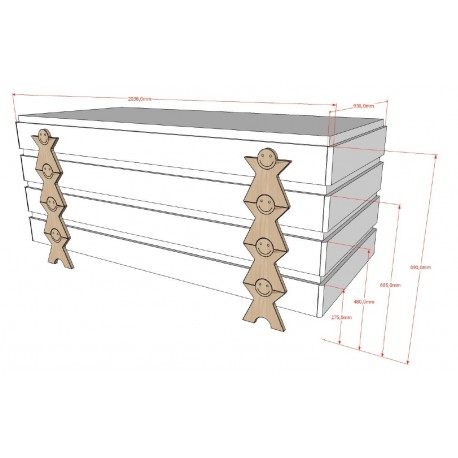 Stabelbar juniorseng 90 x 200 – Modulo Sæt, hvid