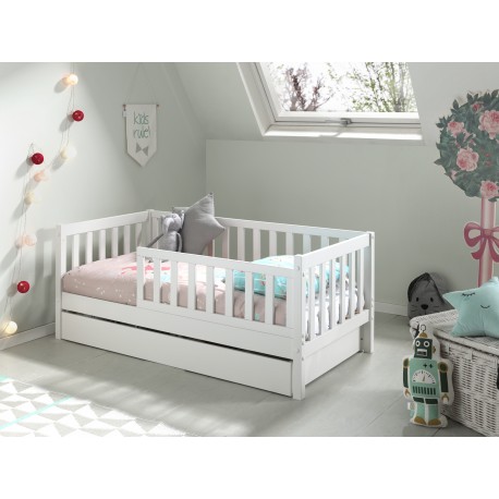 Tremmeseng junior 70 x 140 cm med skuffe – hvid